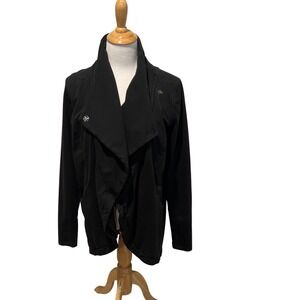Lululemon Savasana Wrap Cardigan Sweater Black Snap Front Pockets Size 8